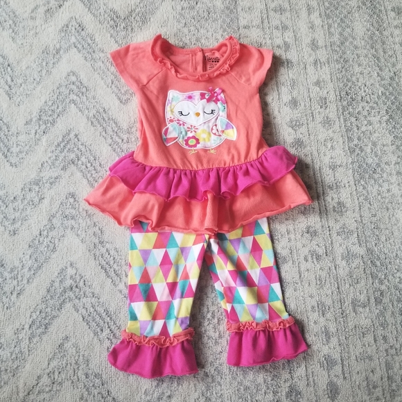 Nanette baby girl 18 month owl outfit set